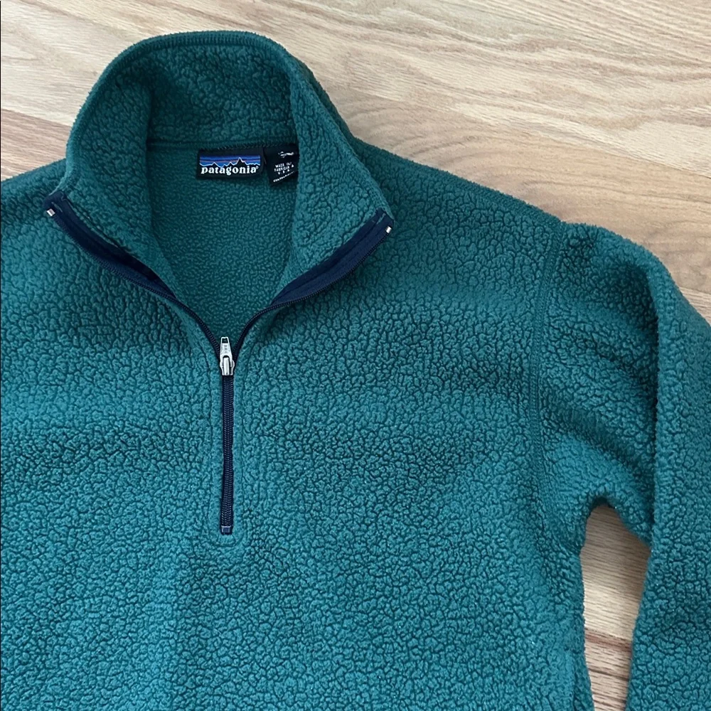 Patagonia vintage 1/2 zip pullover green fleece jacket size XS